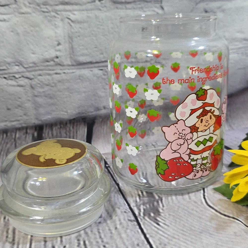 Rare Vintage 1980s American Greetings Strawberry Shortcake glass canister jar